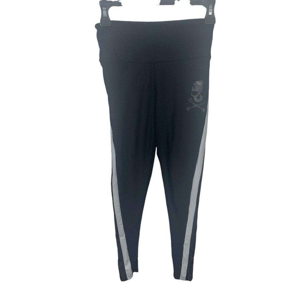 SOUL CYCLE Women's XS Black Cropped Leggings with Skull and Crossbones